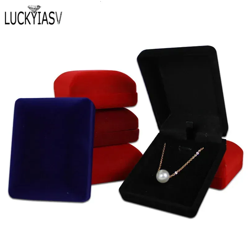Bride Necklace Pendant Box Wholesale Quality Velvet Wedding Jewelry Gift Case Trinket Display Holder Large Earrings_voghion.com