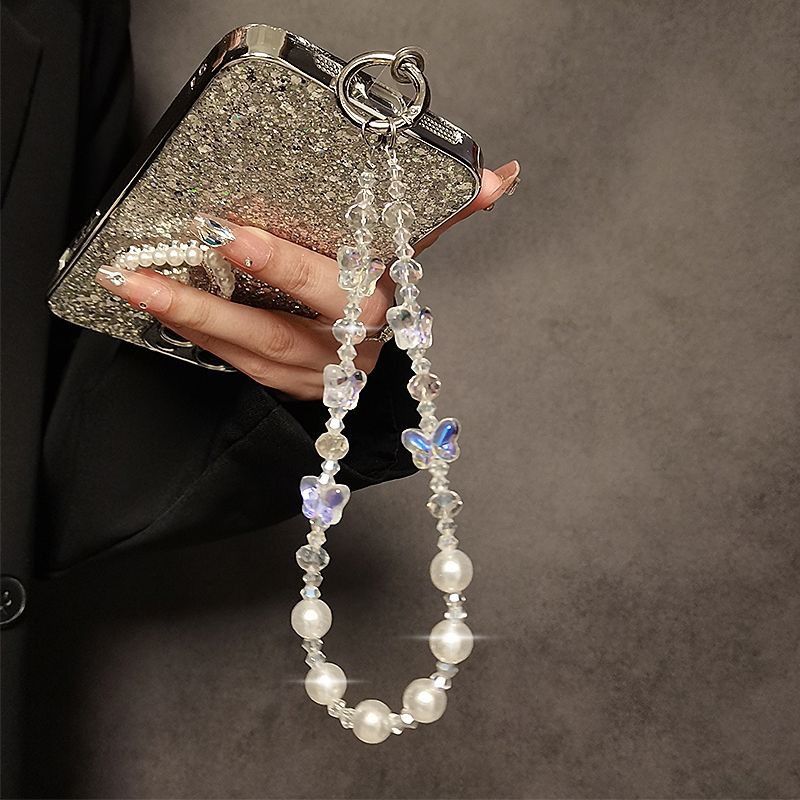 INS High-End Gradient Colorful Bowknot Phone Chain CCD Camera Pendant Earphone Case Keychain Universal_voghion.com