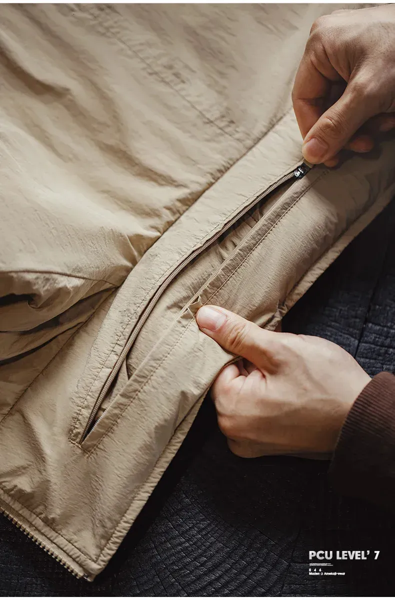 Maden Vintage, giacca imbottita in cotone di media lunghezza, con cappuccio color cachi, giacca da uomo in PCU Level7, classico parka invernale caldo_voghion.com