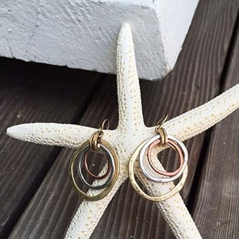 Stylish Vintage Earrings Bohemian Round Three Loop Ear Hook Earrings Earrings Necklace_voghion.com