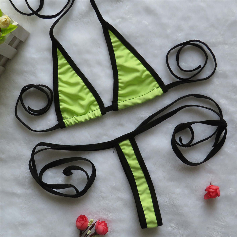 micro bikini Sexig Sling triangel Edge Mini Thong girl Beach Suthing spa badkläder dam baddräkt biquini bikini monokini_voghion.com