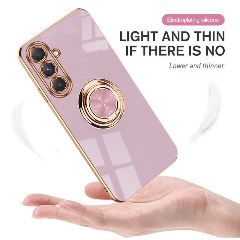 Plating Gold Frame TPU Soft Cover For Samsung Galaxy A54 5G Case SamsungA54 A14 A34 A 54 2023 Magnetic Holder Ring Protect Funda_voghion.com