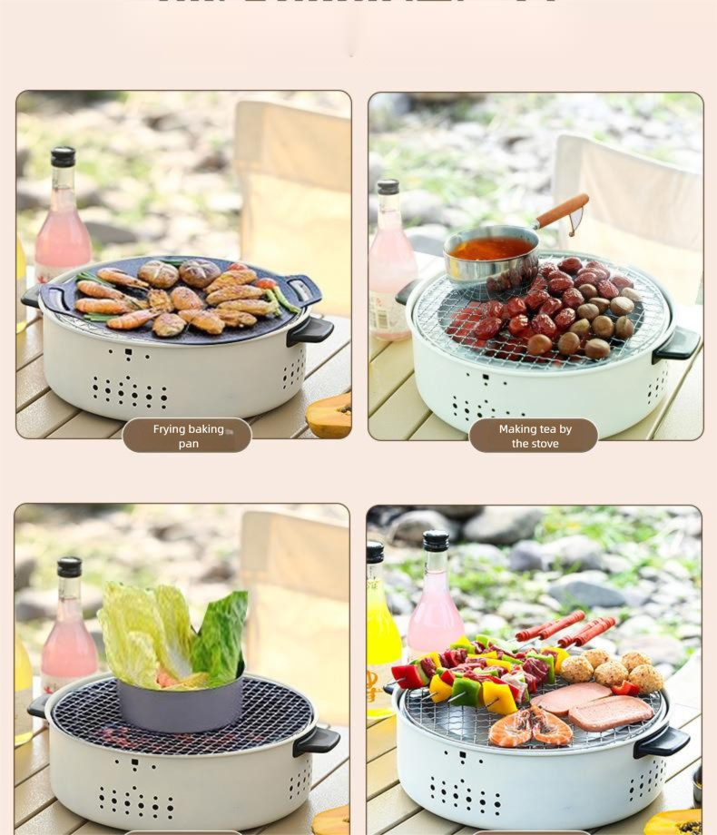 Stufa per barbecue multifunzionale - Riscaldatore portatile a carbone per preparare il tè e grigliare_voghion.com