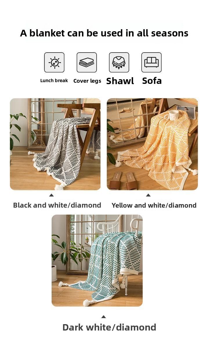 Nordic INS Style Knitted Bedside Towel Homestay Internet Celebrity Sofa Air Conditioning Baby Blanket_voghion.com