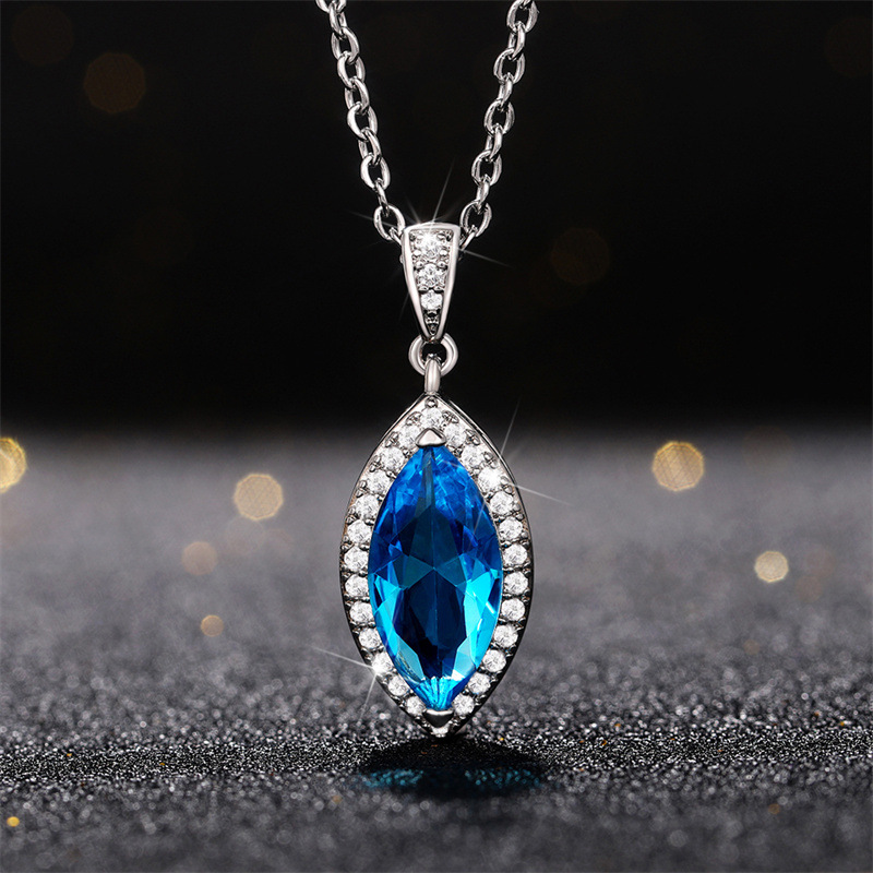 Cao Shi Ruili Magazine Hailanbao Topaz Horse Eye Hanger Ketting Koperen Set Zirkoon Sleutelbeen Ketting_voghion.com