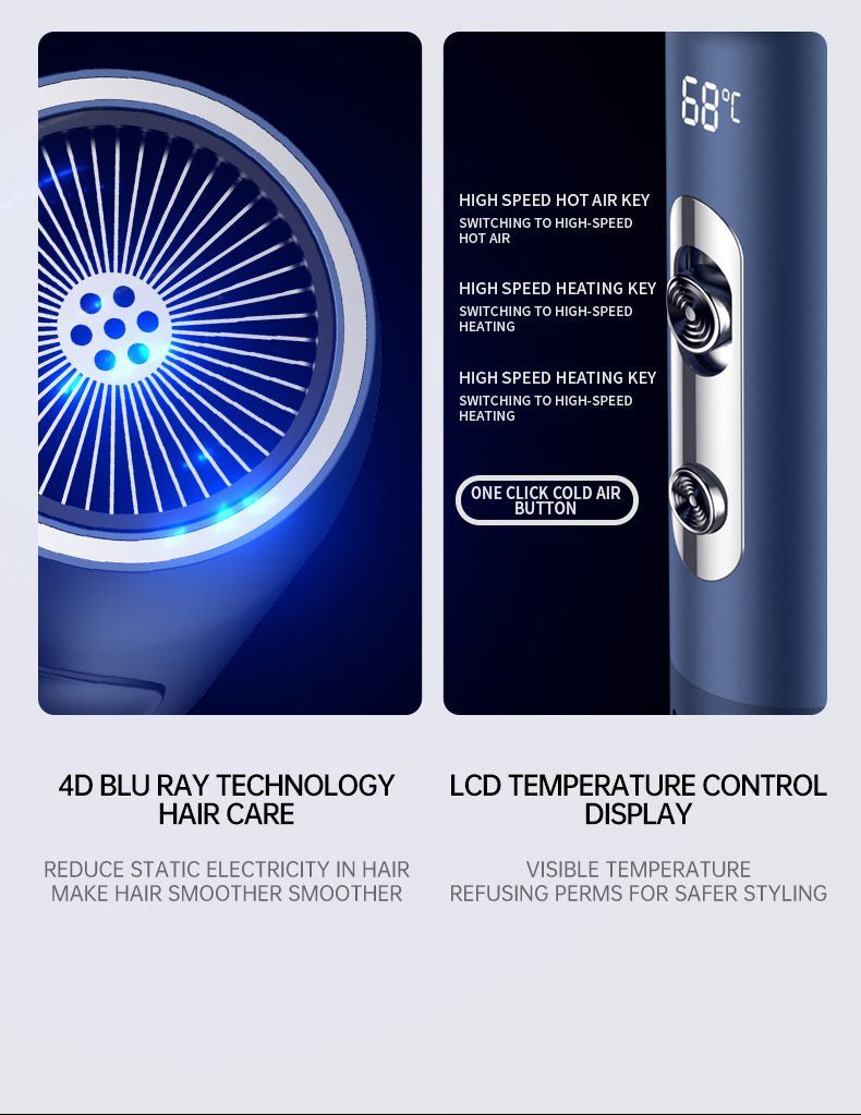 Intelligent display high-speed electric hair dryer high-power negative ion hair conditioner_voghion.com