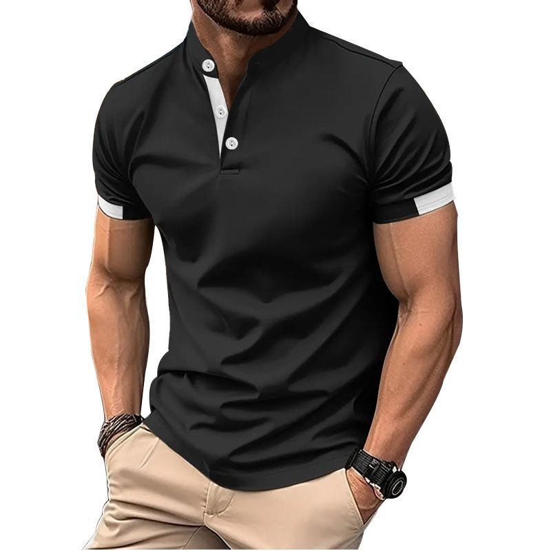 Unbeatable Quality 2024 Men's New Short Sleeved 3D Printed Simple Stand Up Collar Casual Polo Shirt_voghion.com