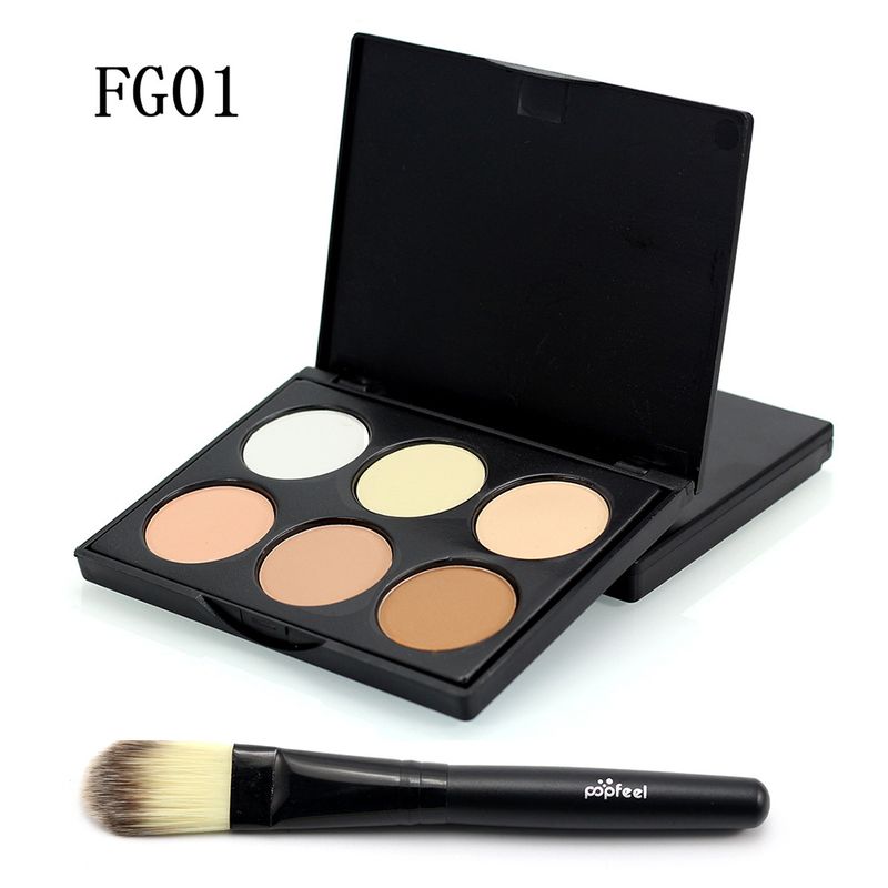 Makeup Sets New Set 6 Color Powder Makeup Concealer Delicate With Foundation Brush Makeup_voghion.com
