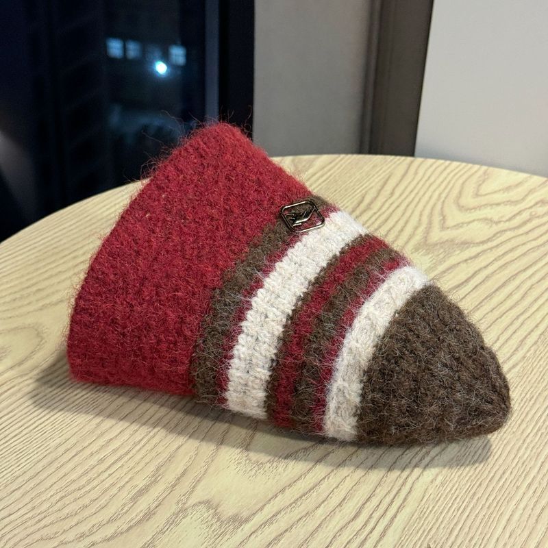 Nuova protezione per le orecchie in maglia da pescatore per donna, autunno e inverno, elegante secchiello in lana calda che snellisce il viso in stile giapponese_voghion.com