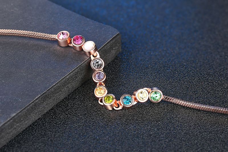 Unisex Mode Einfach Heißer Verkauf frauen Kette Armband Rose Gold Überzogene Farbige Zirkon Schmuck_voghion.com
