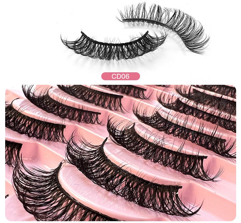 Künstliche Wimpern 10 Paar große Rolle Naturfaser Curl Wimpern dick natürlich_voghion.com