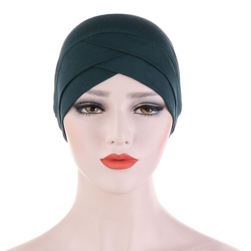 elastická tkanina mercerizovaná bavlna čelo kříž indický klobouk, který může skrýt vlasy turban klobouk se spodním dílem_voghion.com