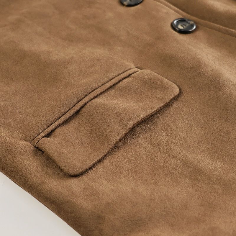 Trench in similpelle da donna con cintura in vita e colletto a revers - Elegante giacca a maniche lunghe per autunno inverno (marrone/nero/grigio/fantasia)_voghion.com