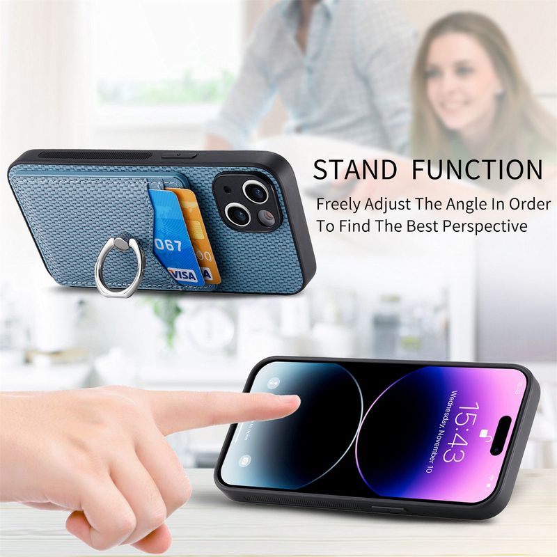 TechGlobe Neue grenzüberschreitend kompatible iPhone 16 Kartenhalter-Handyringständer-Autohalterung Magnetische 15 Lederhülle_voghion.com