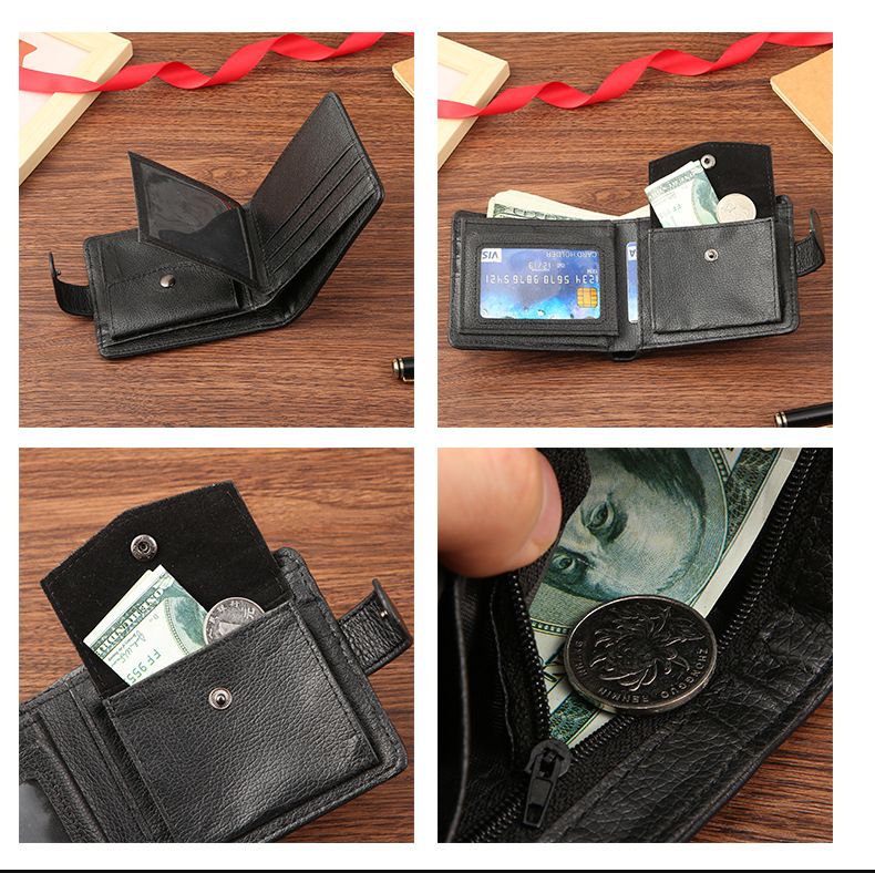 Men's Wallet Card Cases Pu Leather Short Zipper Buckle Wallet Wallet Coin Wallet_voghion.com
