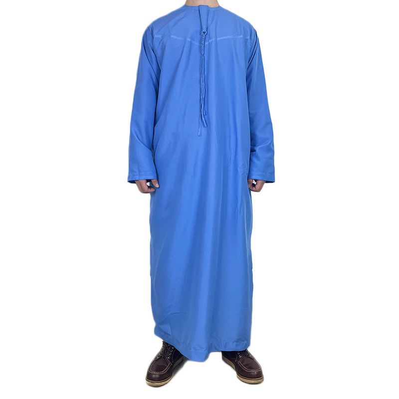 Men's Clothing men's robe solid color pocket design round neck long clothing_voghion.com