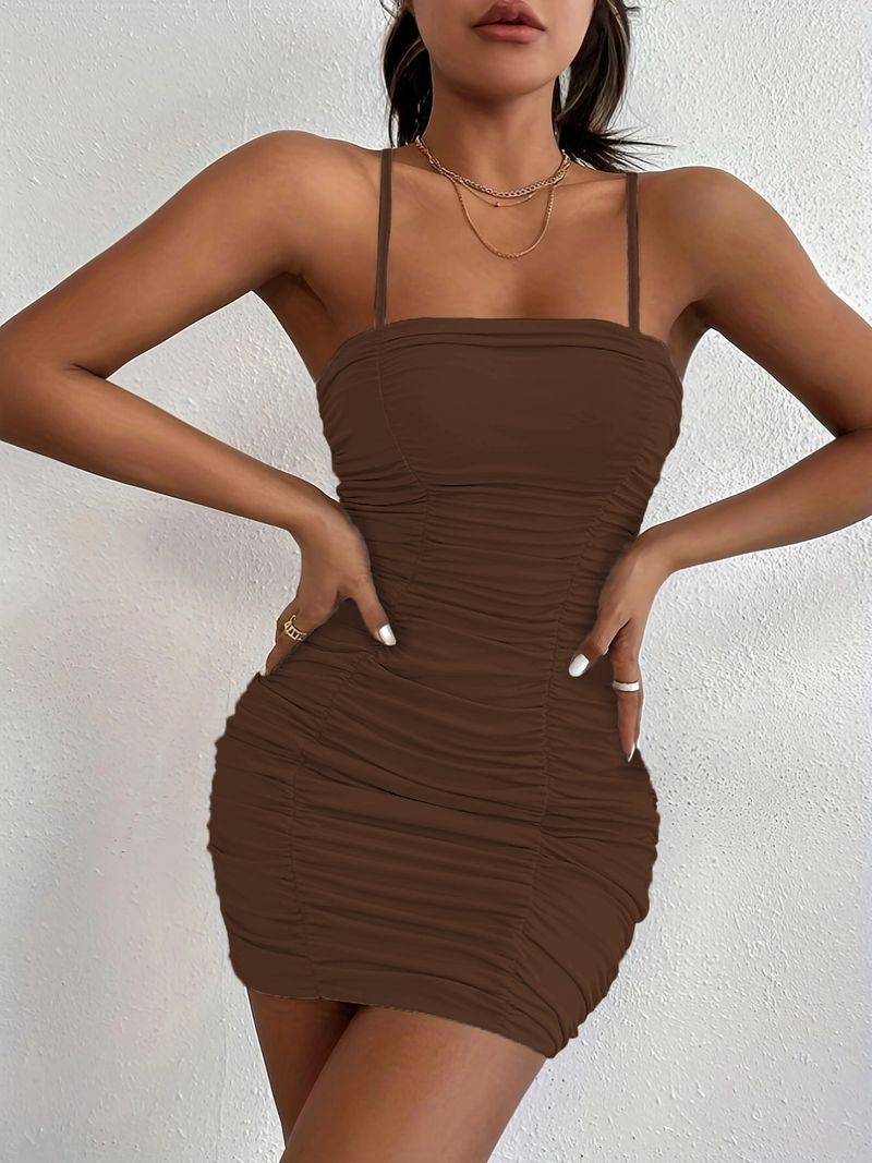 Abito plissettato in raso 2025, vestibilità attillata e snellente, per pendolari, vacanze, temperamento minimalista e alla moda._voghion.com