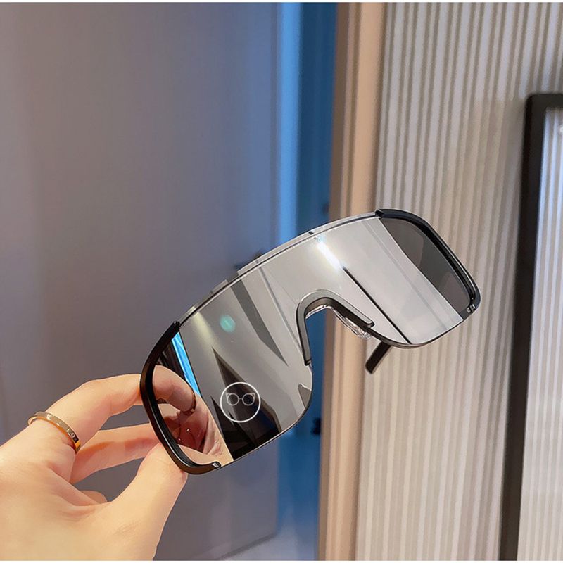 Korean Style Spring Summer One-piece Sunglasses Women With Large Faces, Windproof Cycling Glasses Men, Trendy Reflective_voghion.com