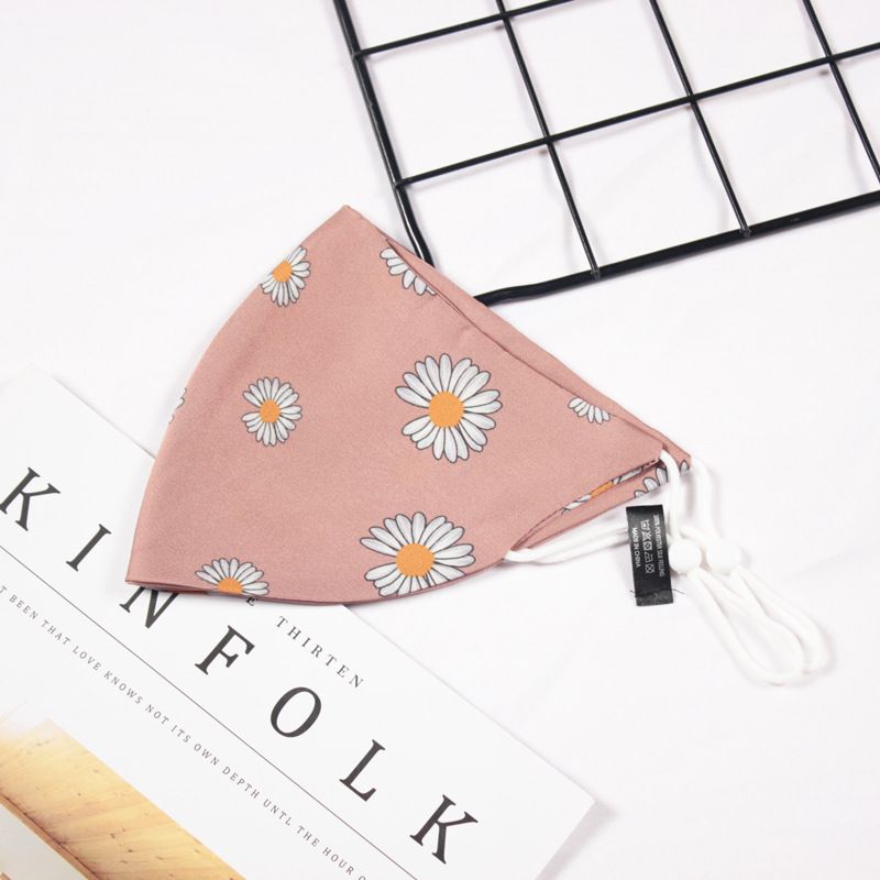 Masque anti-poussière d'automne lavable et réglable en tissu floral à la mode avec double couche_voghion.com