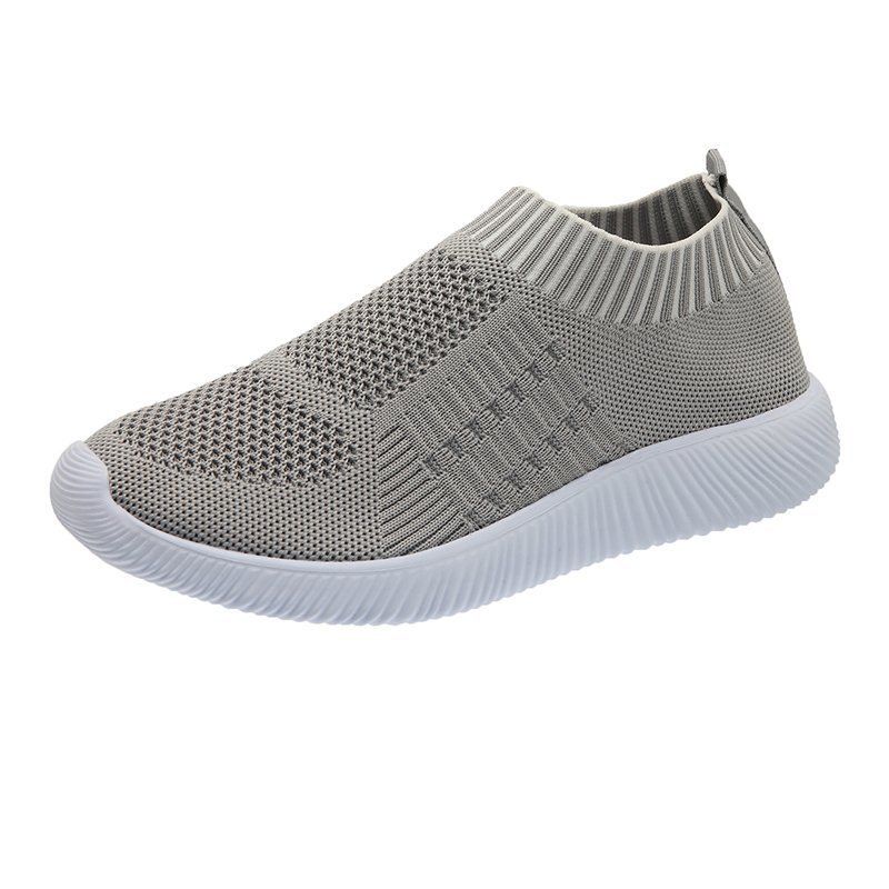 In magazzino transfrontaliero nuovo caldo vendita commercio estero Flyknit traspirante leggero scarpe sportive casual punta tonda più taglia 44 scarpe singole da donna_voghion.com