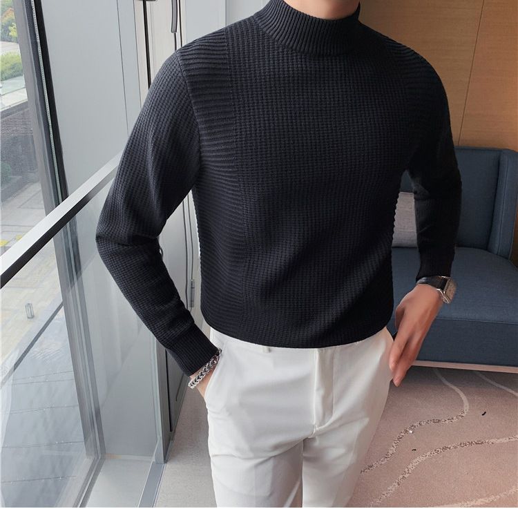 Slim-Fit Mid-Crew Neck Sweater – Lightweight Knit Pullover For Layering (M-XXXL, Poly-Blend Thermal Base Layer, Streetwear Essential)_voghion.com