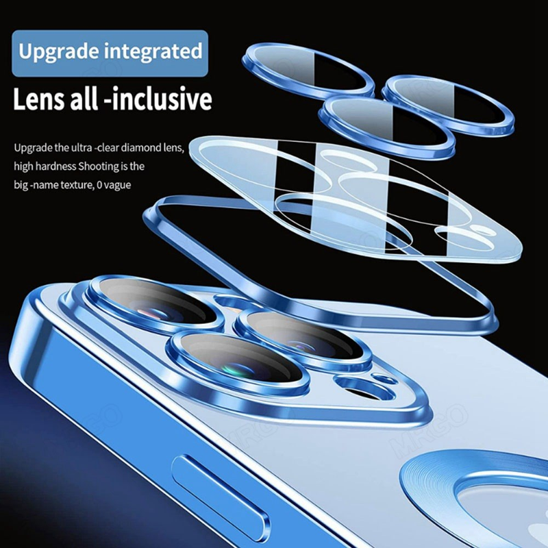 Moda Manyetik Kılıf Magsafe iPhone 14 13 12 11 Pro Max 14 Artı Kaplama Şeffaf Yumuşak Silikon Kablosuz Şarj Kapağı_voghion.com