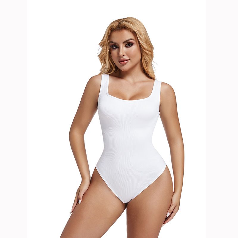 Tuta intima da donna senza cuciture, a coste, modellante, con scollo quadrato_voghion.com