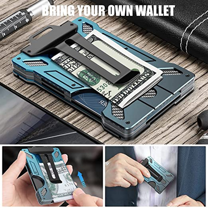 Porta-cartões para exterior prático tático de alumínio fashion mini carteira mágica inteligente_voghion.com