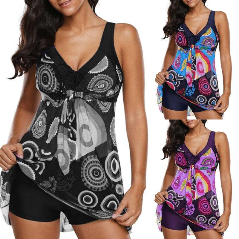 Happybuyner Women Tankini Set Floral Swimsuit Padded High Waist Beachwear Bikini Set Monokini Ladies Swimwear Swimming_voghion.com
