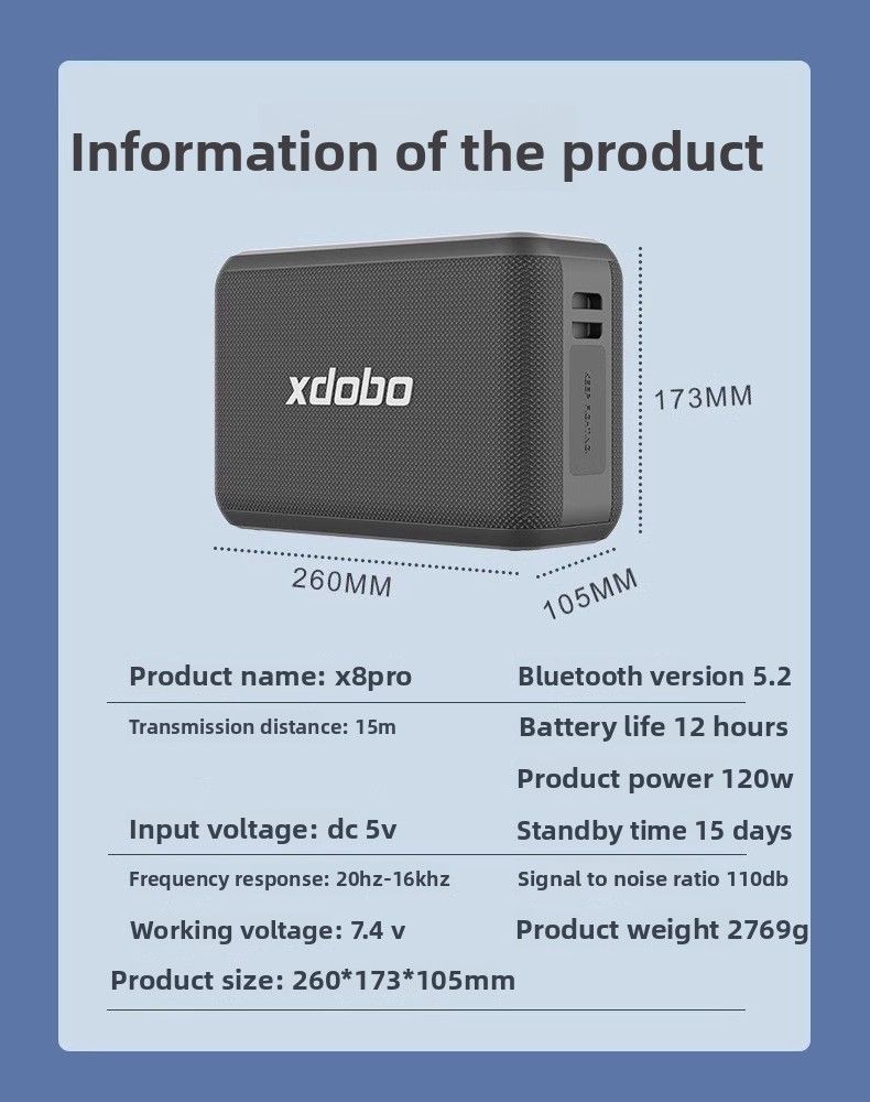 【Alta qualità】 Xidobao Xdobo X8pro Bluetooth 120W Altoparlante karaoke domestico ad alta potenza Subwoofer portatile per esterni_voghion.com