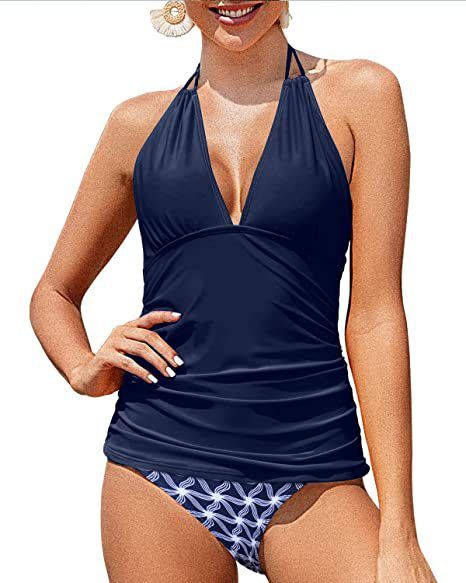 Abbigliamento da donna Costume da bagno due pezzi con scollo all'americana da donna Costume da bagno due pezzi con scollo a V Slip bikini Costume da bagno due pezzi contenitivo per la pancia_voghion.com
