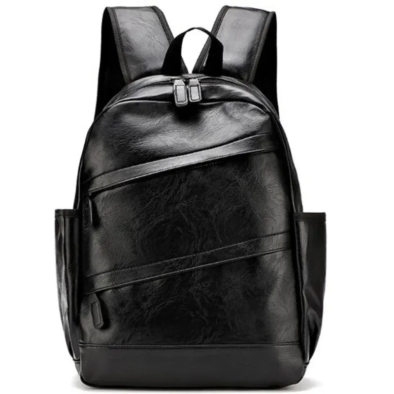 Designer-Schulrucksack im Universitätsstil, schlichter, multifunktionaler Rucksack aus PU-Leder für Herren, modisch und lässig – ideal für Reisen._voghion.com