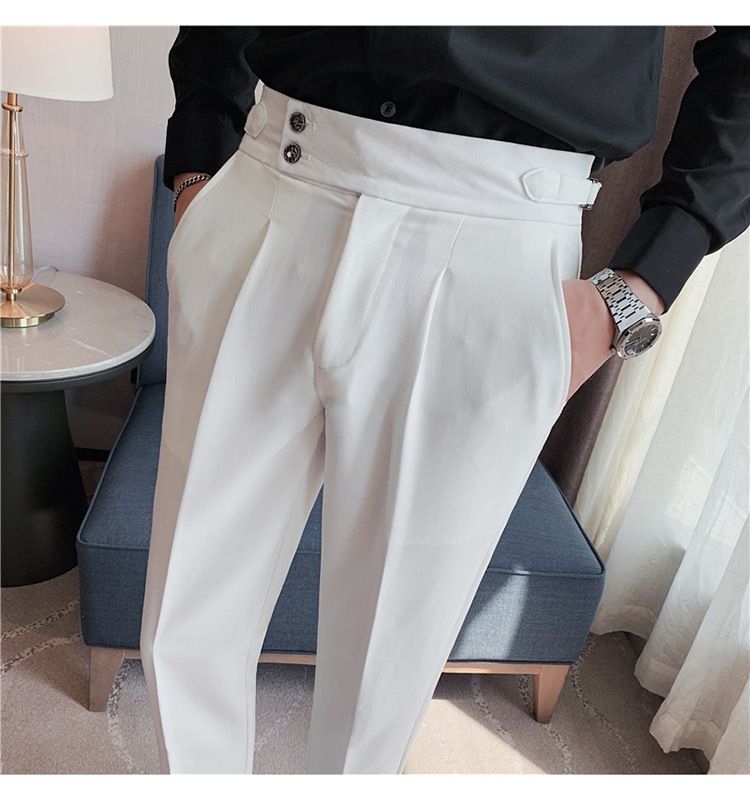 New Neapolitan Drape High Waist Men's Casual Pants Trendy Trousers_voghion.com