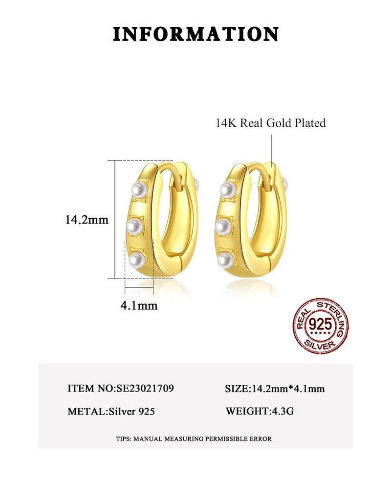 Gümüş Altın Kaplama Halka Küpe Kadınlar için Küçük İnciler Güzel Takı Moda Basit Kulak Tokaları Gelin Hediye_voghion.com