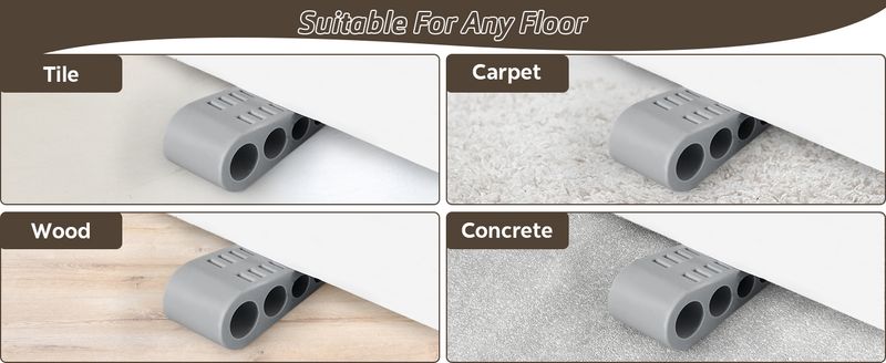 Door Stopper Wedge 3-Pack - Rubber Wall Protector, Holder Included, No Drill Noise Reduction For Home & Office_voghion.com