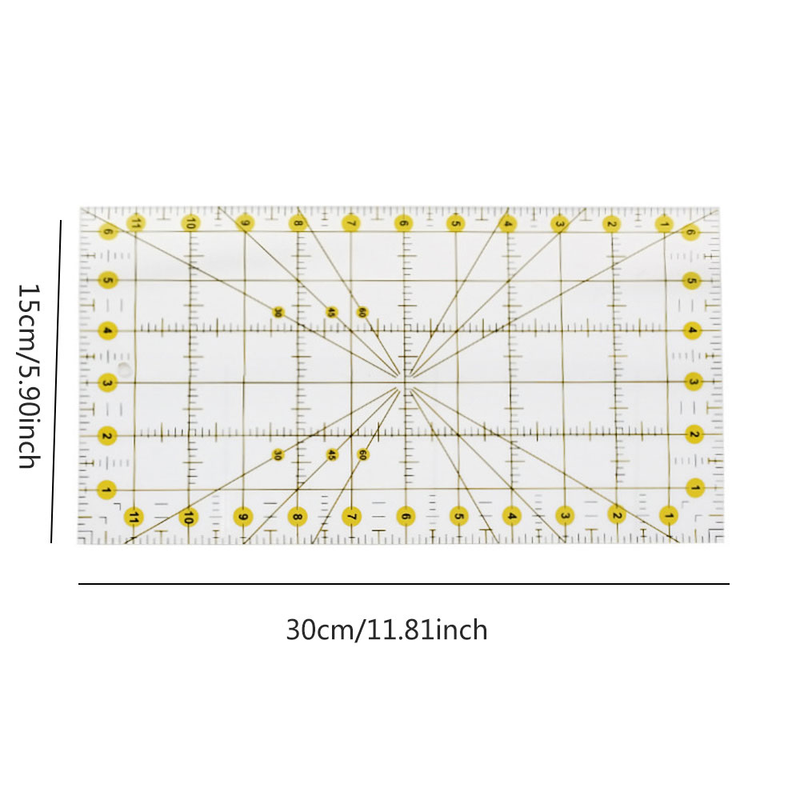 Cutting ruler rectangular ruler sewing and patchwork ruler acrylic two-color hollow ruler_voghion.com