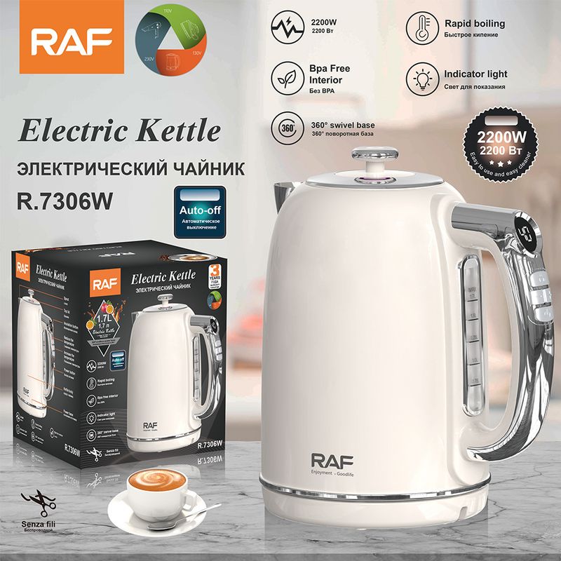 RAF EU 1.7L Electric Kettle - Temperature Display Automatic Boiling Water Household_voghion.com