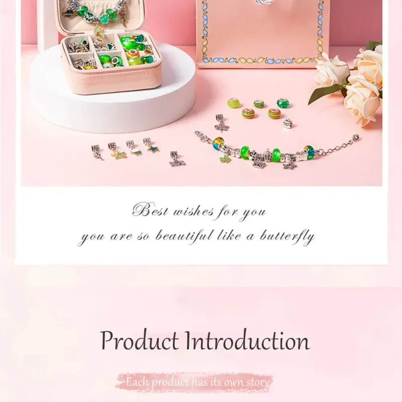 Adventskalender-Armband mit Kette zum Selbermachen für Kinder mit Aufbewahrungsbox, Schmuckset für Mädchen 230511_voghion.com