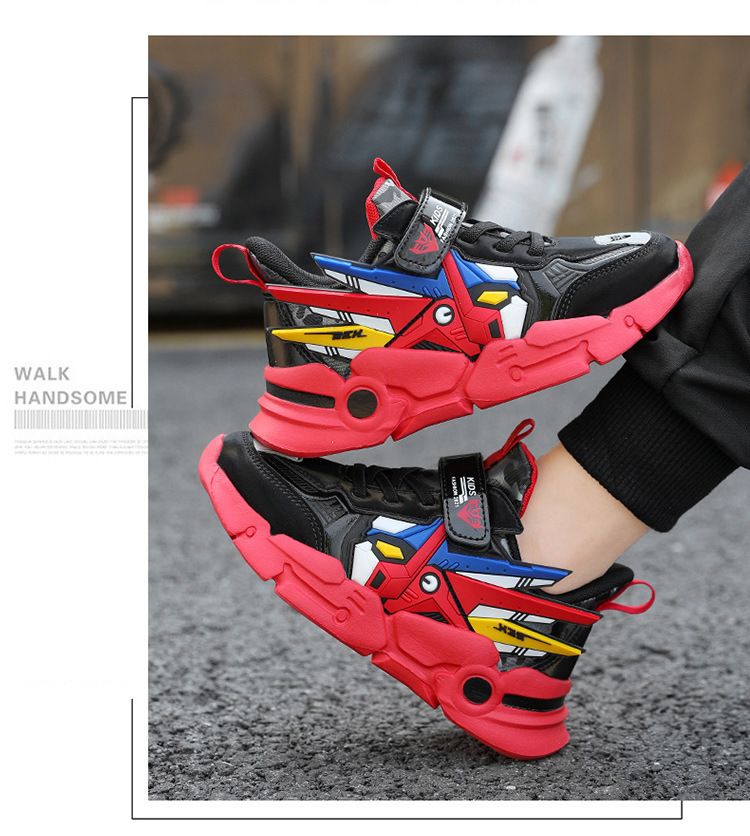 Boys' Spring And Autumn New Style Fashionable Leather Comfortable Middle And Large Children's Running Shoes Casual Velcro Sports Shoes_voghion.com