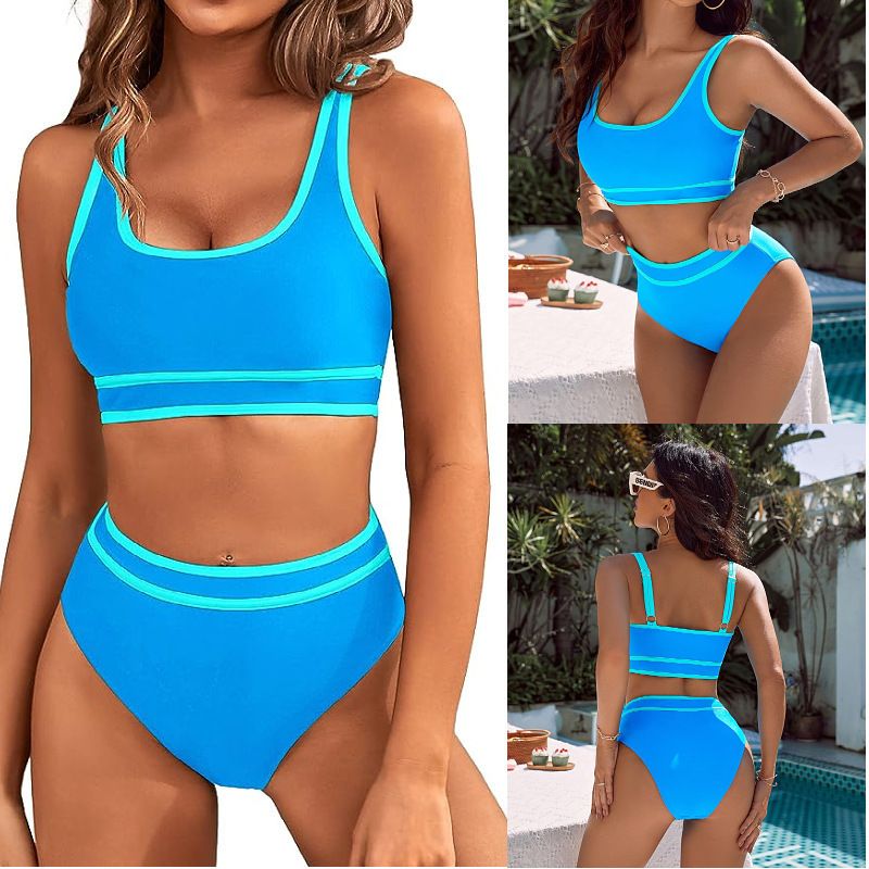Maillot de bain 2025 pour femme, bikini fendu, moulant et sexy, couleur unie_voghion.com