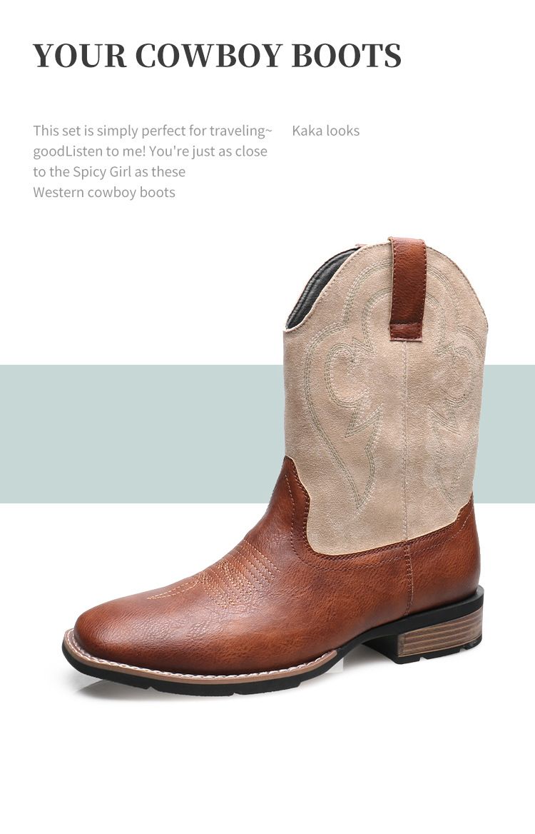 Vintage Western cowboy boots Embroidered knight boots for men_voghion.com