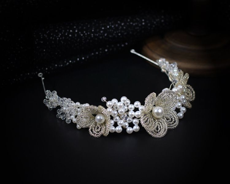 Unisex Millet Perlen Perlen Blumen Braut Stirnband Hochzeitskleid Hochzeitsstyling mit Make-up Hochzeit Kopfbedeckung_voghion.com