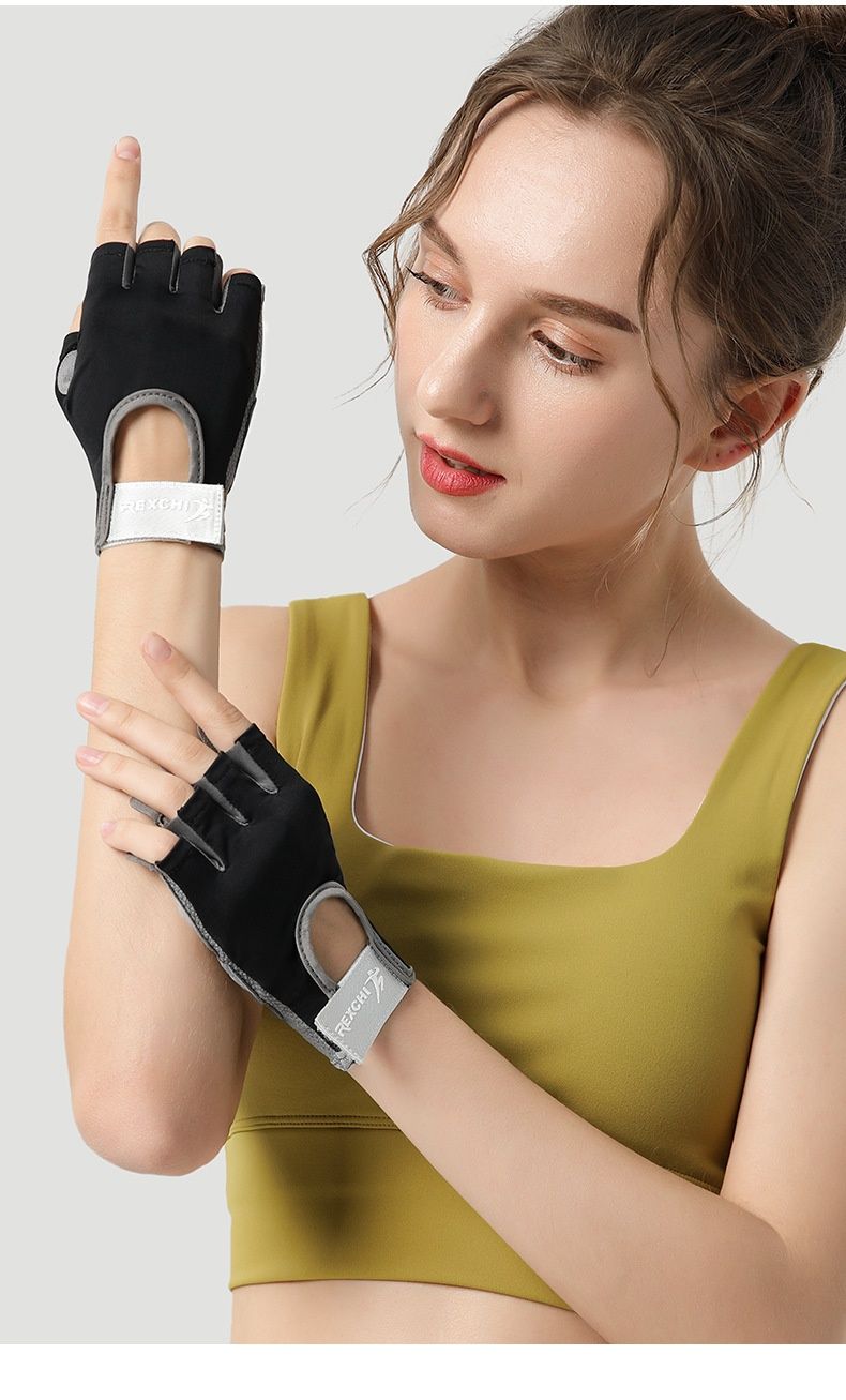 Neue Sporthandschuhe für Frauen Yoga Fiess Übung, Rutschfeste Stoßdämpfung Halbfingerhandschuhe, verschleißfest,_voghion.com