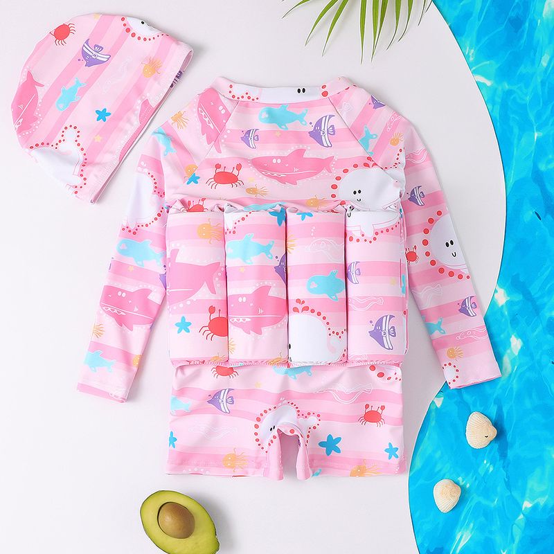 Maillot de bain une pièce à manches longues pour bébé, protection solaire, gilet flottant, pour le surf_voghion.com
