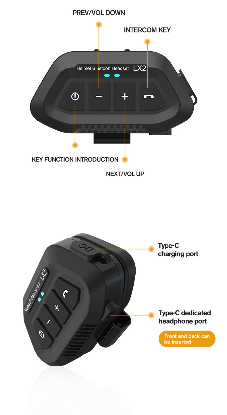 LX2 Motociklističke potpuno poluvodootporne bežične 5.3 Bluetooth slušalice za kacigu_voghion.com