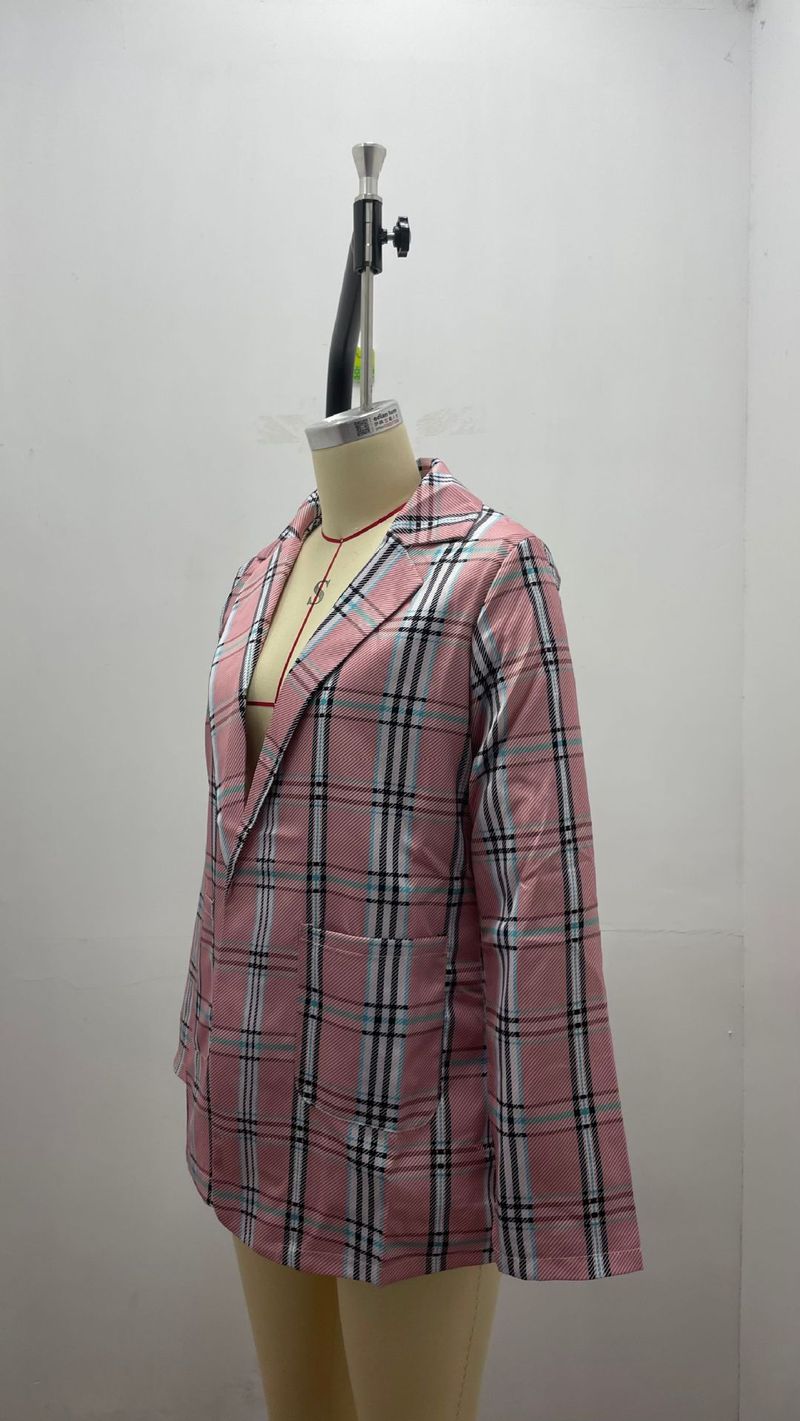 2024 neue Damenmode Plaid Casual mit Revers, Slim Fit Strickjacke, Anzugjacke für Damen_voghion.com