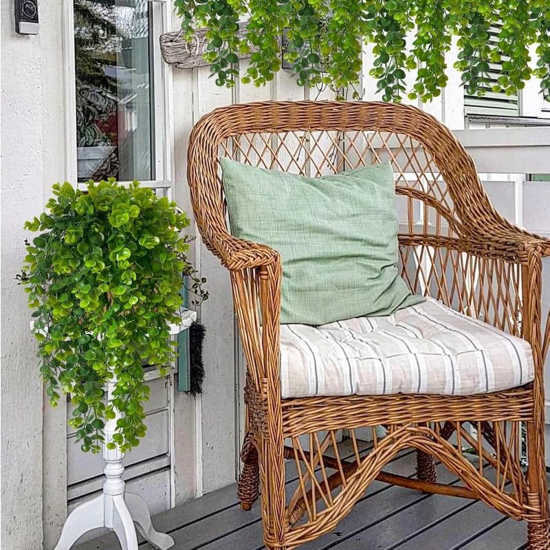Arredamento per la casa, pianta artificiale in rattan di eucalipto con 69 maglie, pianta verde artificiale da appendere alla parete, decorazione per esterni._voghion.com