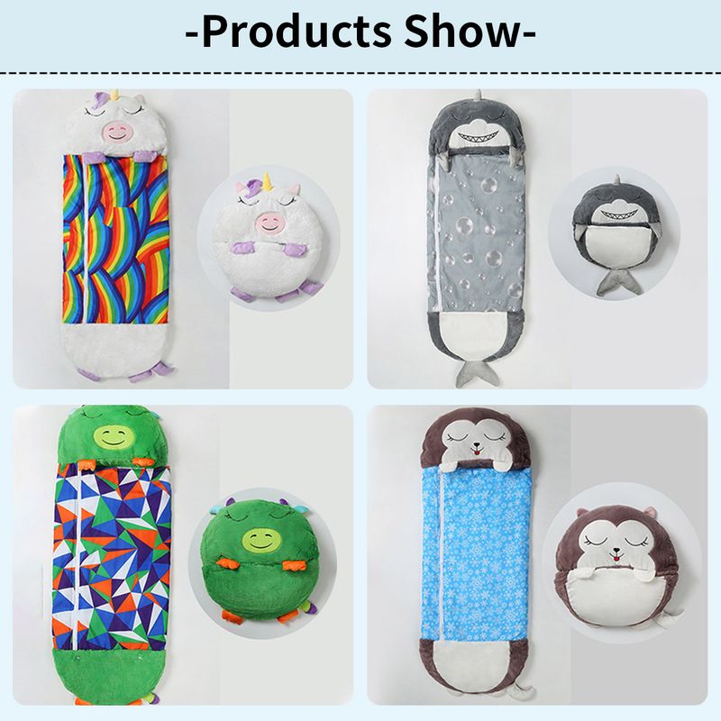 Saco de dormir de dibujos animados para niños, regalo de cumpleaños, saco de dormir para niños, almohada de peluche, sacos de dormir suaves y cálidos para bebés y niñas_voghion.com