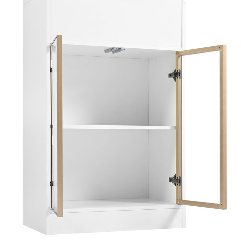 Hochschrank Weiß 60x180cm con 16 colores LED, Bluetooth, frente de cristal_voghion.com
