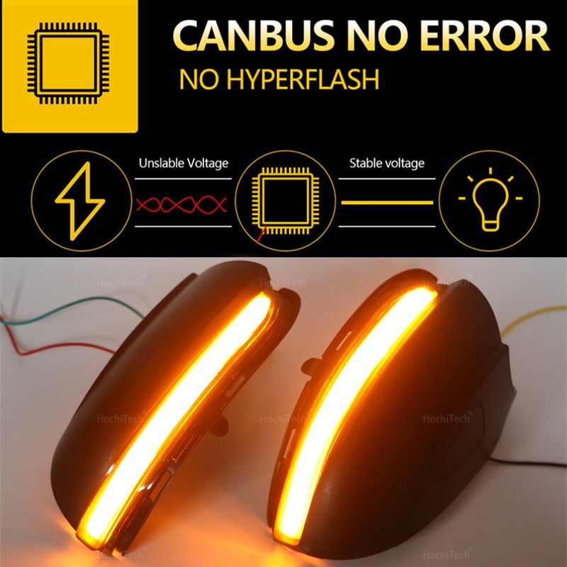 2 Pieces For VW Golf 6 GTI R32 208-2014 Led Dynamic Turn Signal Light Sequential Side Mirror Indicator Blinker_voghion.com